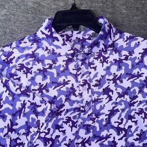 G/FORE Shirt Skull Camo Golf Performance Polo Stretch Men Small Purple Aura NWOT